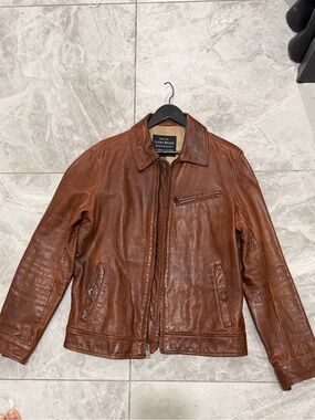 Lucky Brand Tan Brown Leather Bomber Jacket